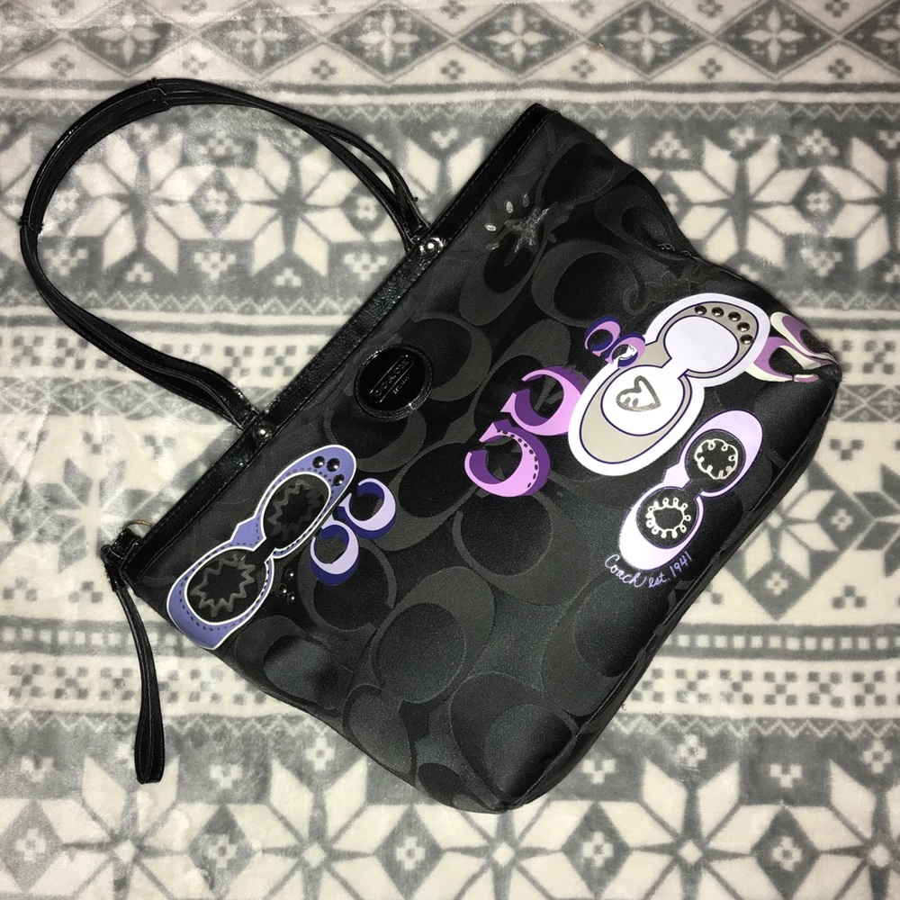 Black and Purple Coach Handbag